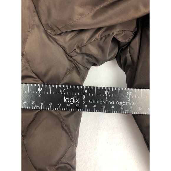 1 Madison Women's Size Small Brown Full Zip Down Puffer Jacket Faux Fur Hood - Picture 9 of 10